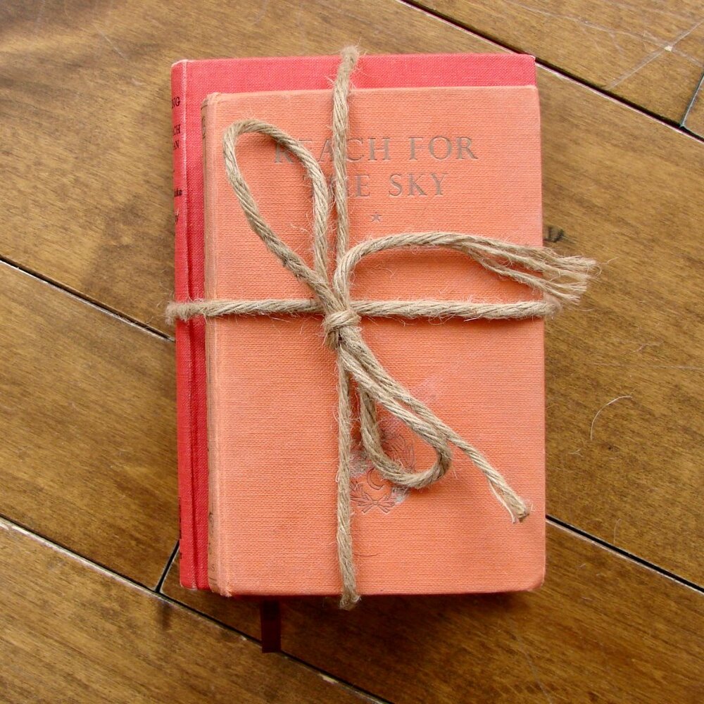Vintage Books Bundle of 3 Red Orange Rustic Decor 50s Collectible